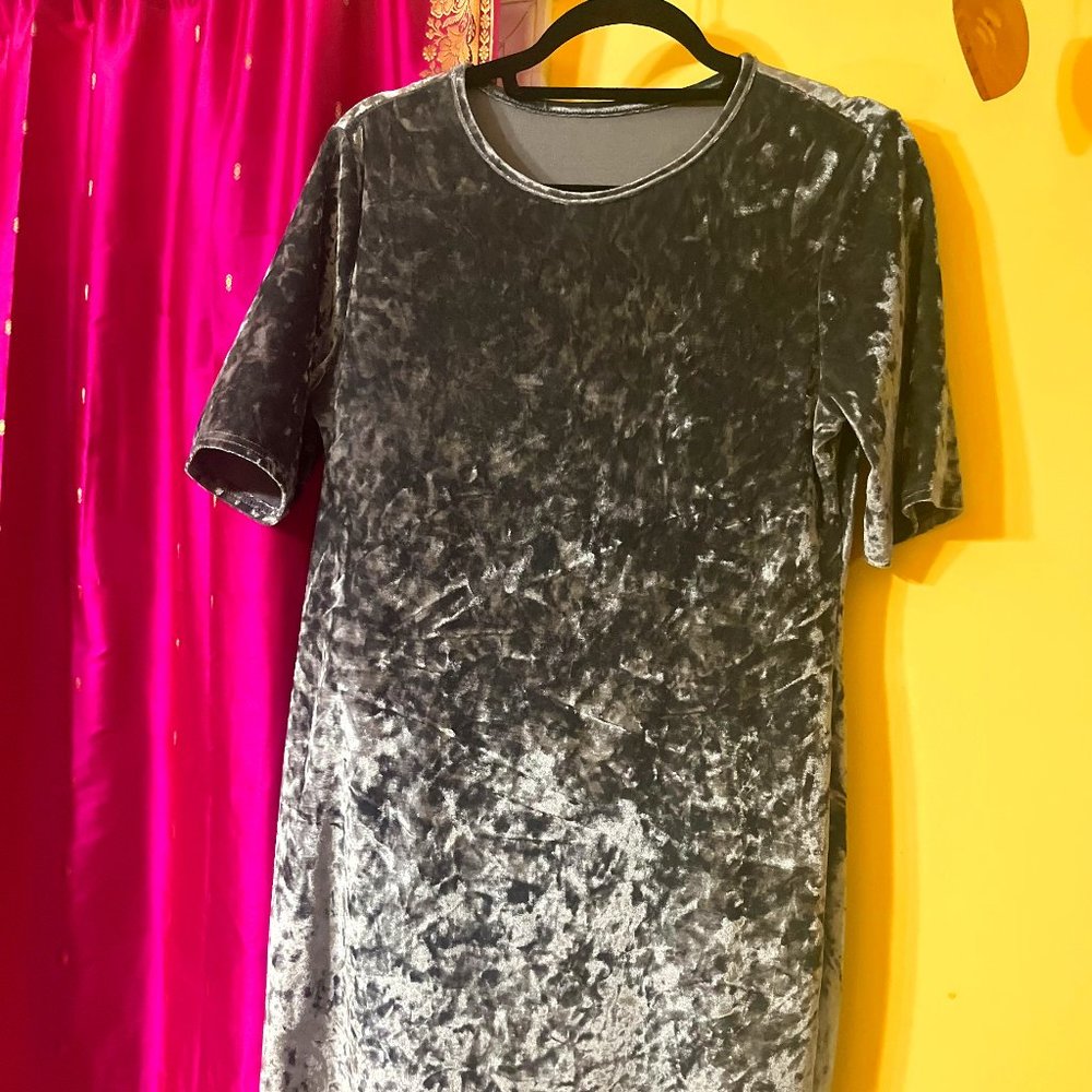 Basic Silver Velvet Dress